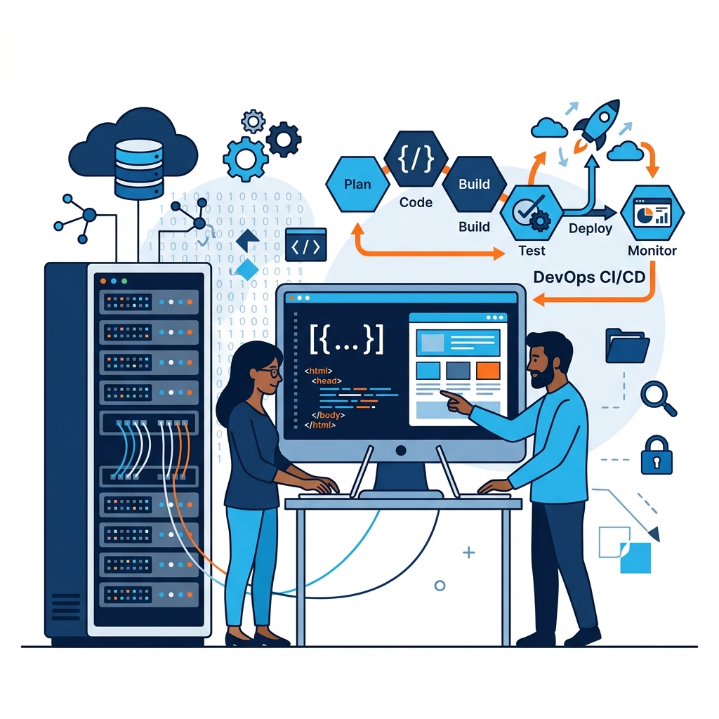 Full-Stack Web & DevOps Engineering Illustration